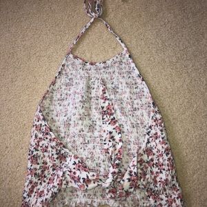 Tie back high neck tank top